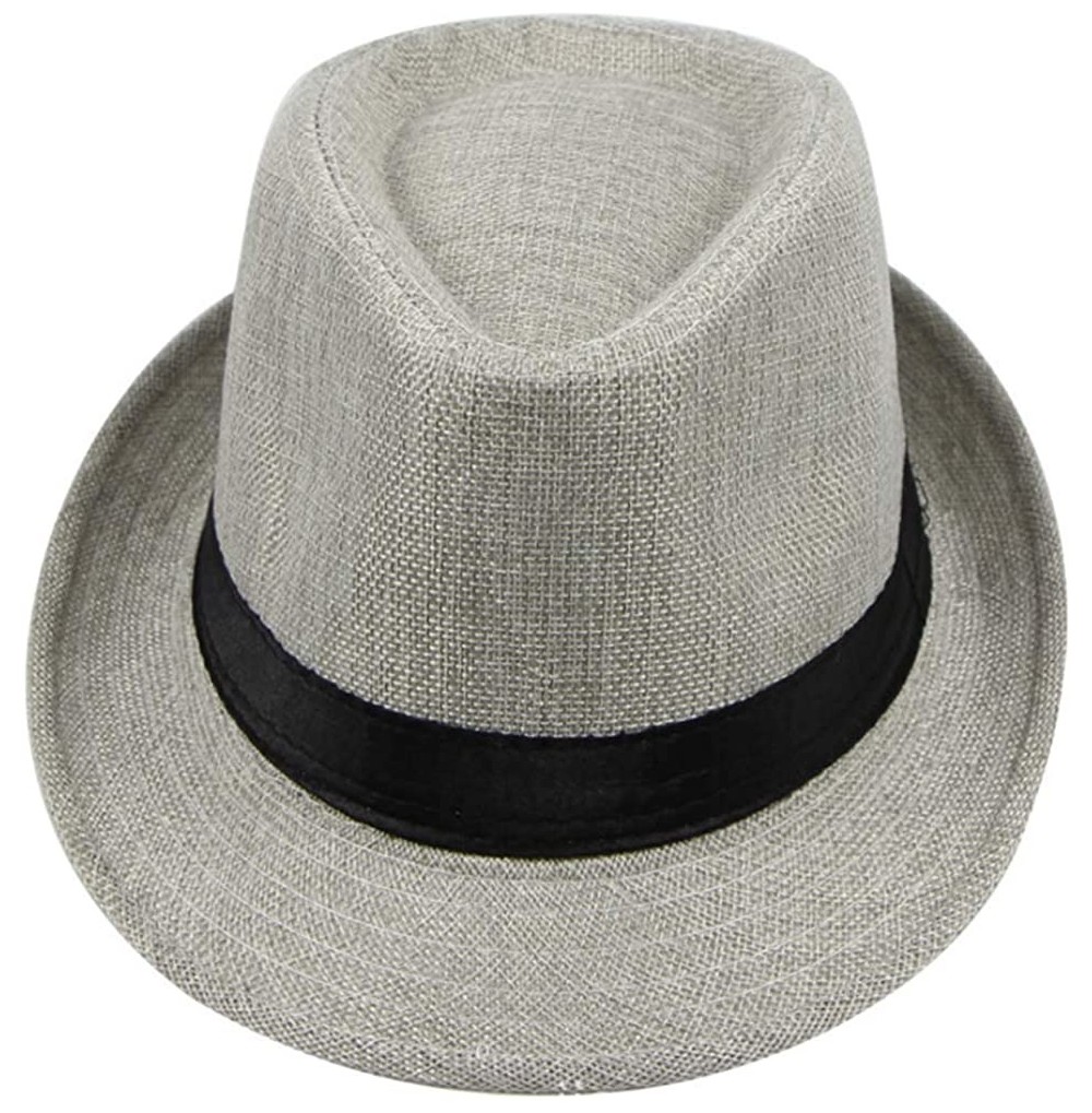Fedoras Simplicity Panama Style Men's Summer Beach Sun Hat Jazz Hat Solid Color - Light Grey - CE18SLICDLY