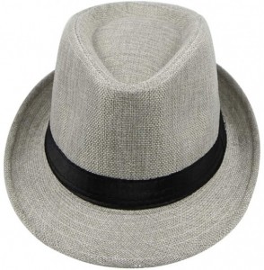 Fedoras Simplicity Panama Style Men's Summer Beach Sun Hat Jazz Hat Solid Color - Light Grey - CE18SLICDLY