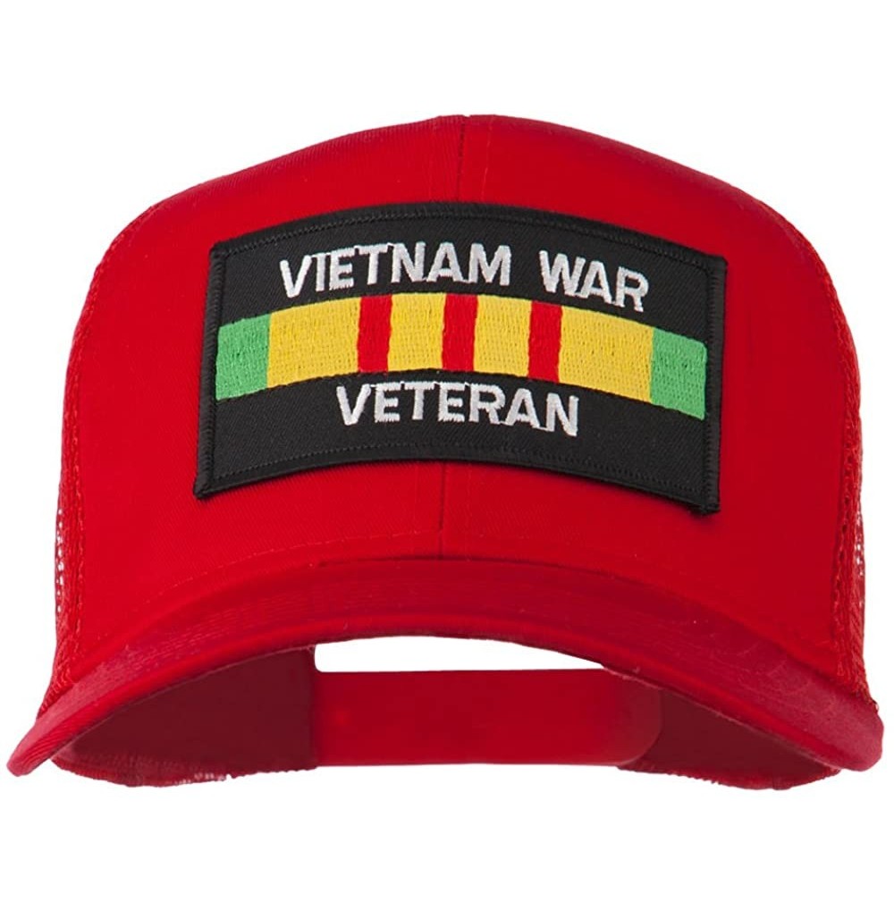 Baseball Caps Vietnam War Veteran Patched Mesh Cap - Red - CU11Q3SSMI7