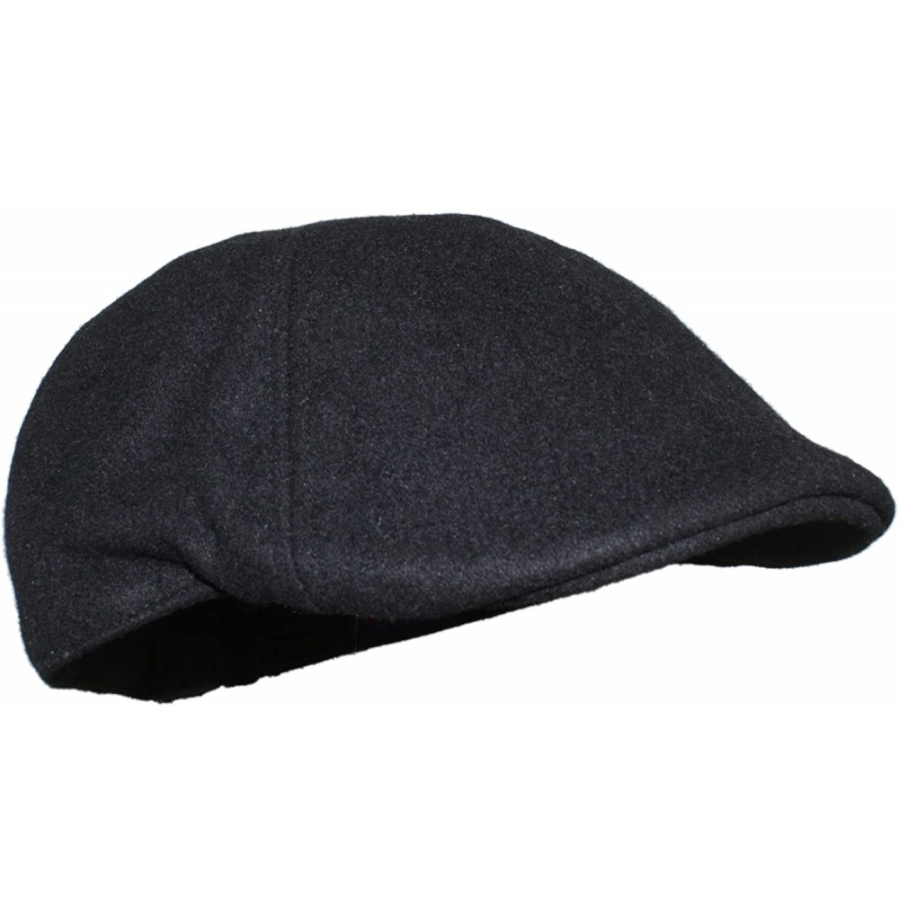 Newsboy Caps Wool Blend Adjustable Duckbill Driving Cap with Quilted Lining - Black - CB18D97KOLT