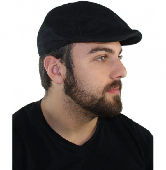 Newsboy Caps Wool Blend Adjustable Duckbill Driving Cap with Quilted Lining - Black - CB18D97KOLT