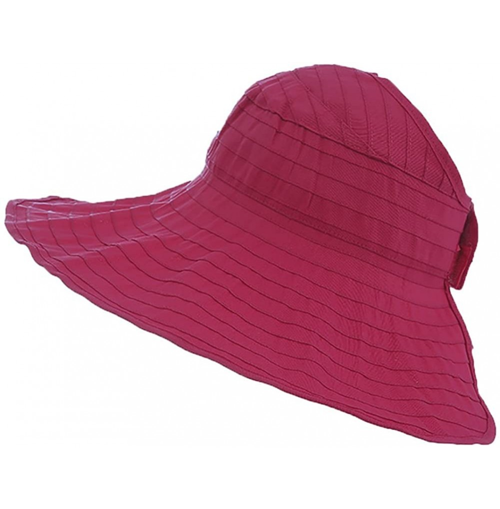 Sun Hats Women Sun UV Protection Hat Top Open Packable Foldable Beach Travel - Burgundy - CD17Z3WECWU