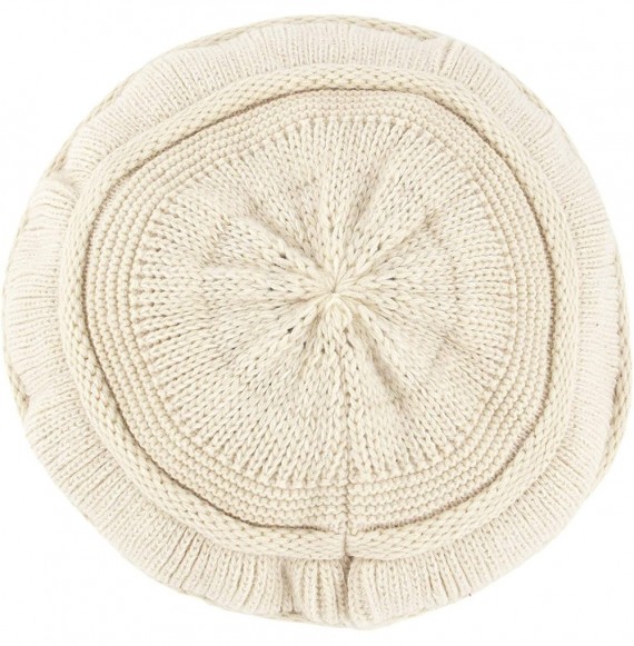 Skullies & Beanies Women's Winter Warm Hat Crochet Slouchy Beanie Knitted Caps with Visor - B-beige - CI18K6E3KS8