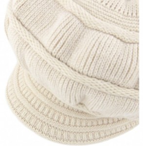 Skullies & Beanies Women's Winter Warm Hat Crochet Slouchy Beanie Knitted Caps with Visor - B-beige - CI18K6E3KS8