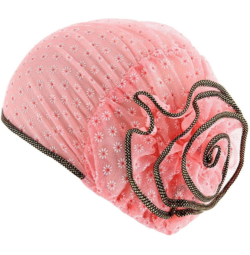 Skullies & Beanies Scarf Chemo Hat Turban Head Scarves Pre-Tied Headwear for Cancer - Pink - CB18DQR6SYQ