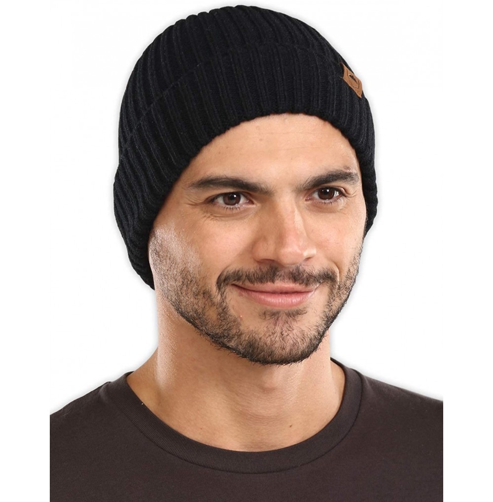Skullies & Beanies Winter Beanie Knit Hats for Men & Women - Cold Weather Stylish Toboggan Skull Cap - Black - C818W7WNGM2