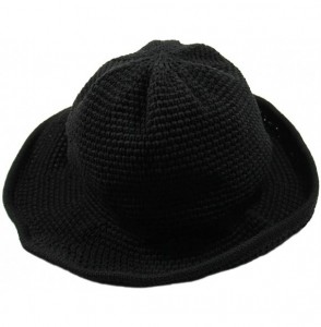 Sun Hats Knitted Crochet Fordable Hat with Flexible Wire Brim - Black - C9184QQUOM2