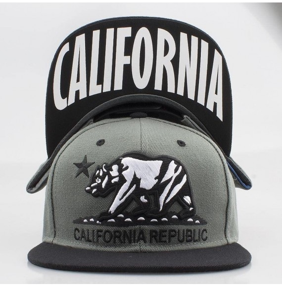 Baseball Caps California Republic Bear Flat Visor Snapback Multi Color - D.gray/Black - C81291P2EWN