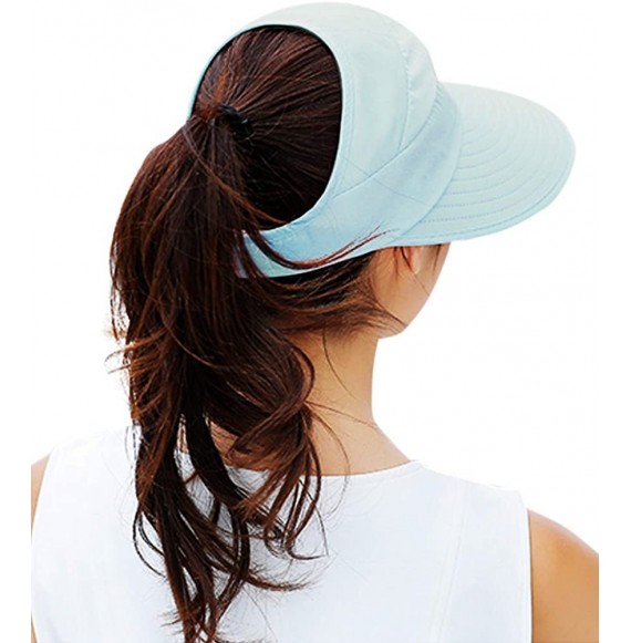 Sun Hats Sun Hats for Women Wide Brim Sun Hat Packable UV Protection Visor Floppy Womens Beach Cap - Sky Blue - CB18D8GAKC0