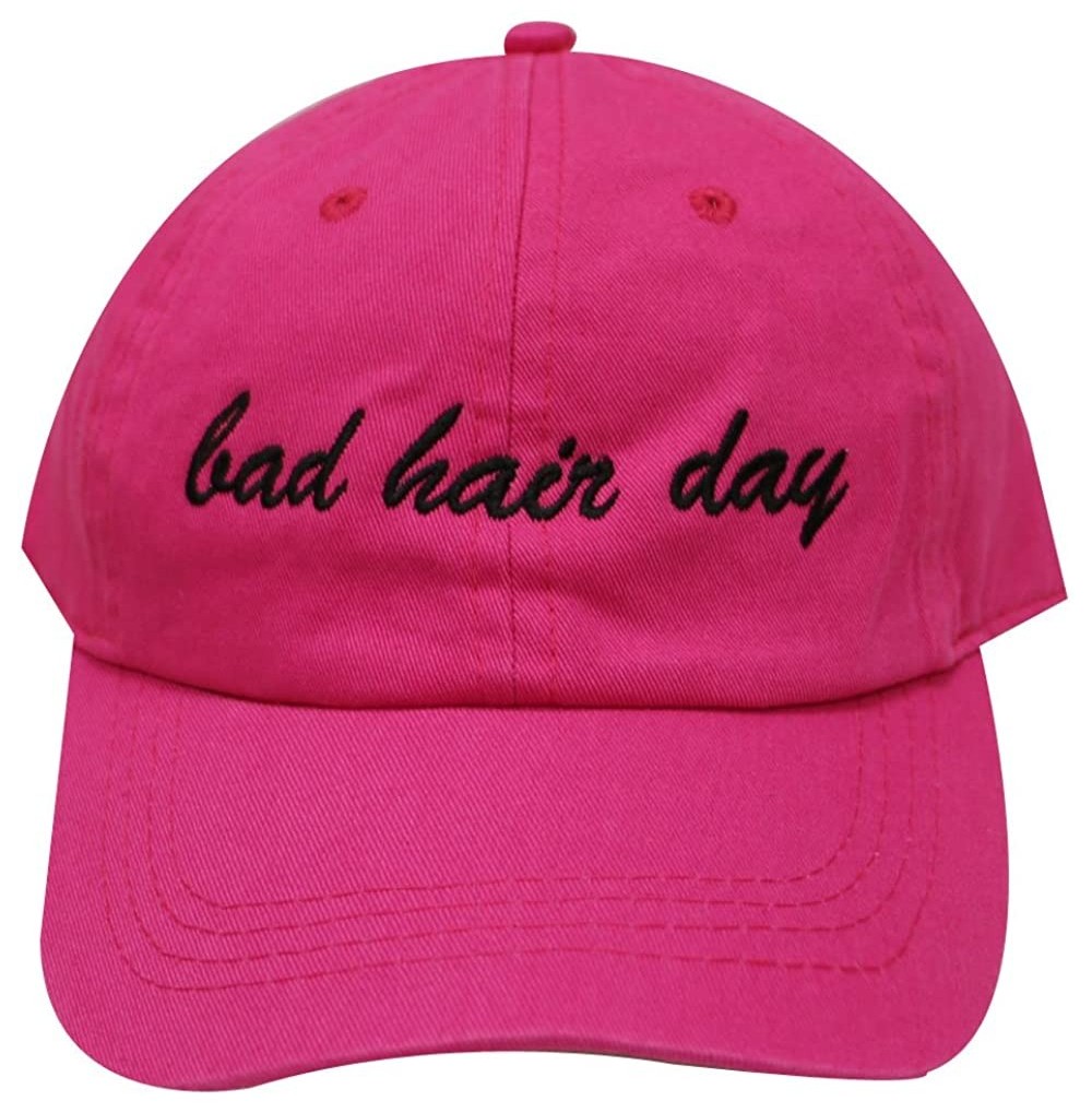 Baseball Caps Bad Hair Day Cotton Baseball Caps - Fuschsia - CQ183NK2D4S
