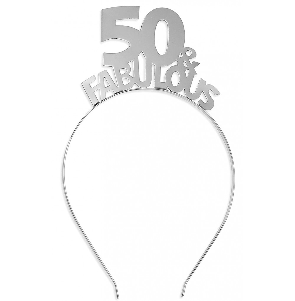 Headbands 50 & Fabulous Silver Headband - Birthday Tiara Headband for Women - 50th Birthday Gift HdBd(50FAB) Slv - C618KYCR7K3