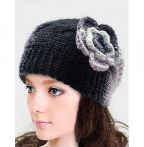 Headbands Women's Winter Wide Knit Headband - Flower - White/Gray/Lavender - CR11QWMIRTD