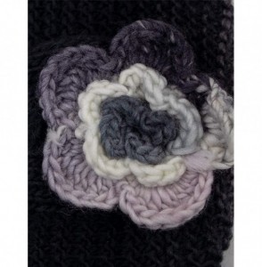Headbands Women's Winter Wide Knit Headband - Flower - White/Gray/Lavender - CR11QWMIRTD