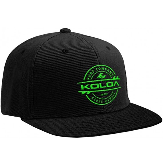 Baseball Caps Snap-Back Hat - Black With Green Embroidered Logo - CH12L77D215