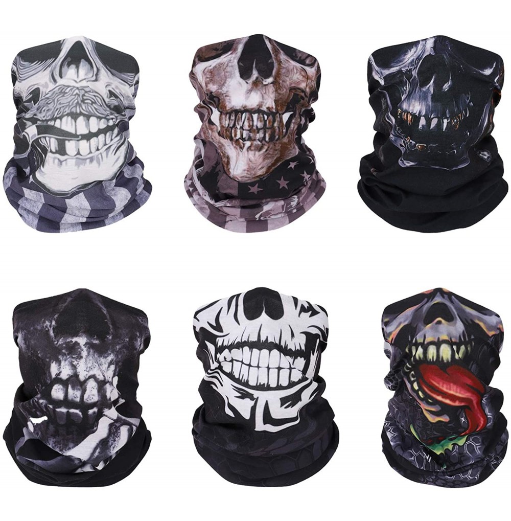 Balaclavas Face Mask [6 Pack]- Windproof Neck Gaiter Scarf Balaclava Bandana Headwear - Skeleton Set - CR18WM54TAO
