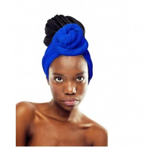 Headbands Women' Soft Stretch Headband Long Head Wrap Scarf Turban Tie (Royal Blue) - Royal Blue - CK18EWWOROM
