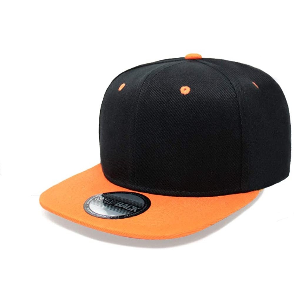 Baseball Caps Flat Visor Snapback Hat Blank Cap Baseball Cap - Two-tone Black/Orange - C818SK2WWT4