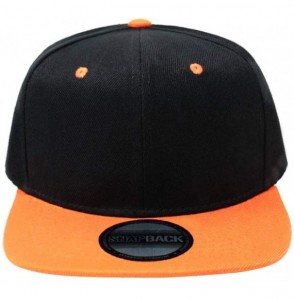 Baseball Caps Flat Visor Snapback Hat Blank Cap Baseball Cap - Two-tone Black/Orange - C818SK2WWT4