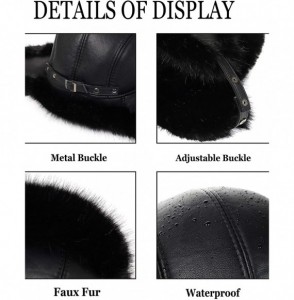 Bomber Hats Women's Adjustable Russian Ushanka Hunting Trapper Winter Leather Faux Fur Hats for Men - CD18WYW5URM