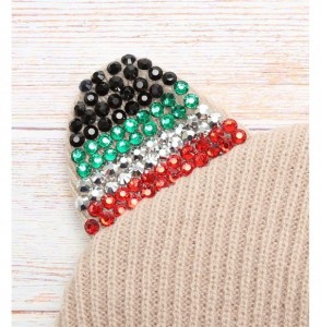 Skullies & Beanies Women's Soft Warm Embroidered Meow Cat Ears Knit Beanie Hat with Stone Embellished - Multi Color Stone Bei...