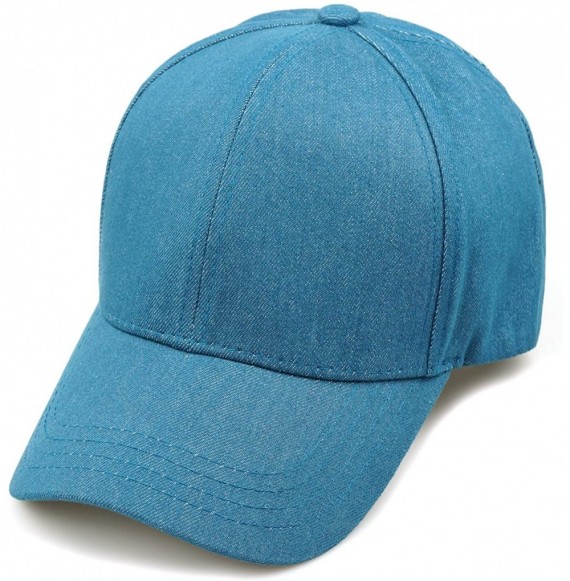 Baseball Caps Women Ponytail Baseball Hats Messy High Bun Hat Ponycaps Adjustable Cotton Trucker Dad Cap - B-blue - CQ18G280ZZ8