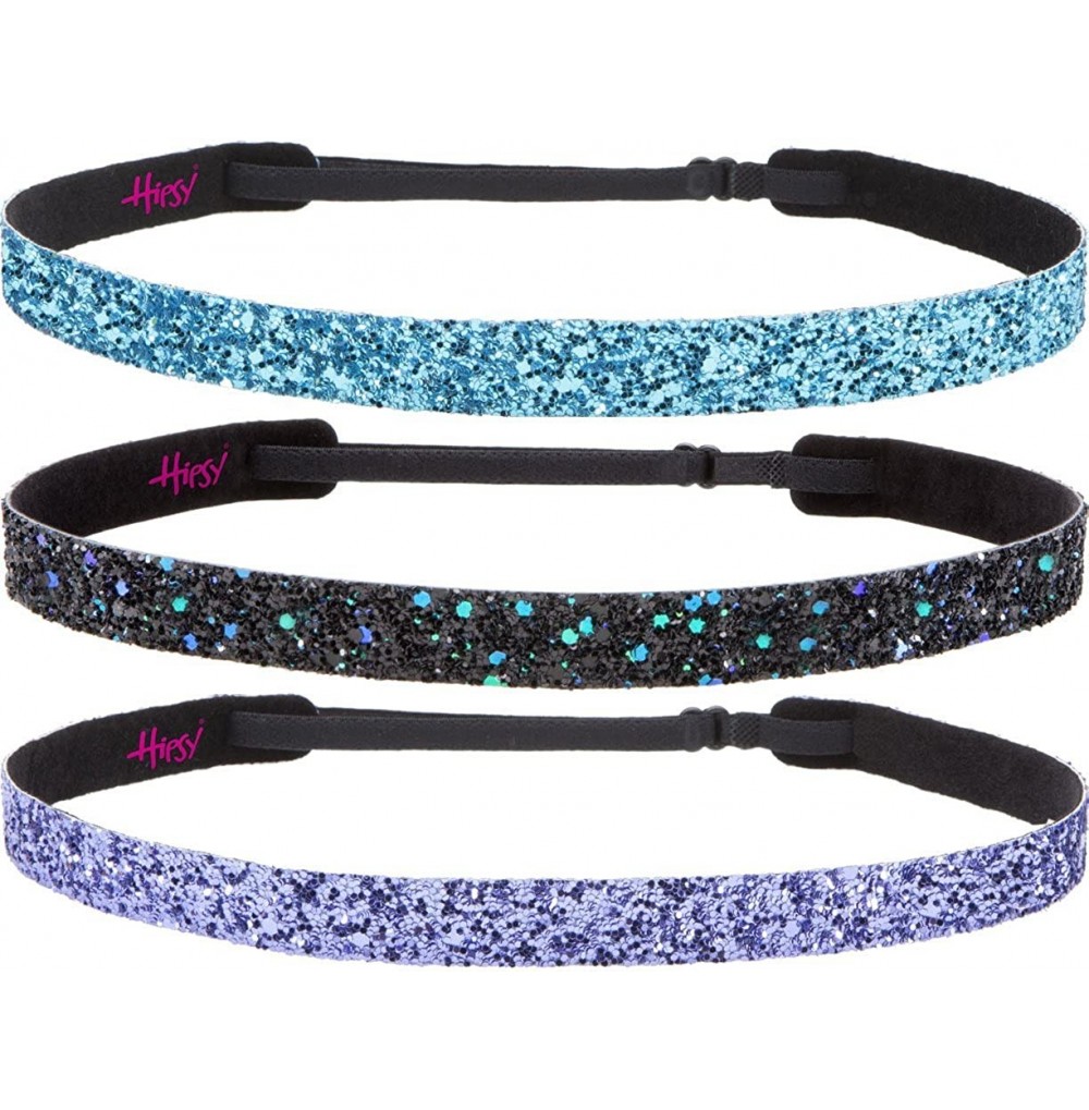 Headbands Girl's Adjustable NO Slip Bling Glitter Skinny Headband Gift Packs - Skinny Purple/Peacock/Teal 3pk - C012G0IFBO7