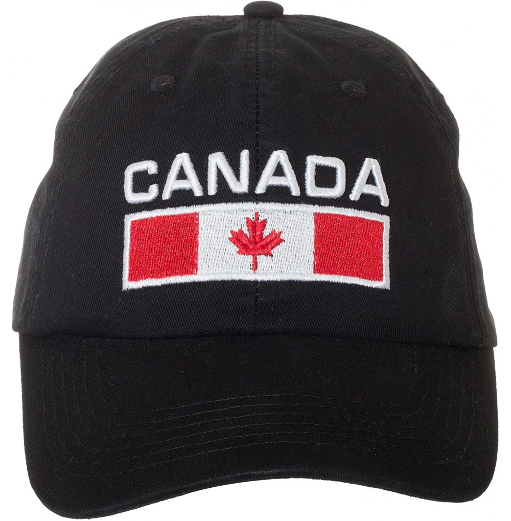 Baseball Caps Canada Maple Leaf National Canadian Pride Hat - 100% Acrylic Embroidered Cap - Black Flag - C318X92UH45