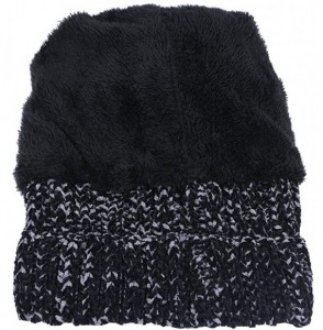 Skullies & Beanies Winter Beanie Hat for Women Knit Thick Snow Cuff Cap with Faux Fur Pompom - Black-19 - CR18X03CD3M