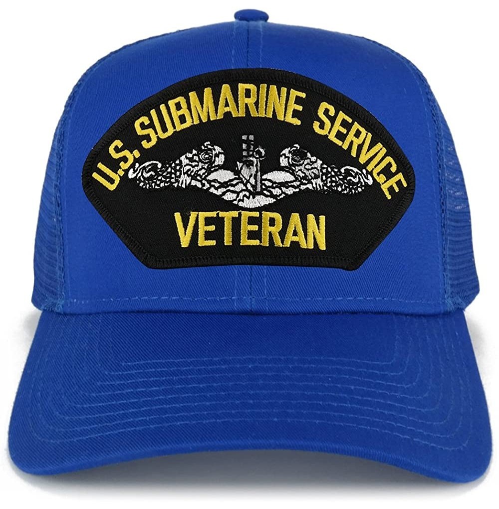 Baseball Caps US Submarine Service Veteran Embroidered Patch Snapback Mesh Trucker Cap - Royal - CM18905HD3W