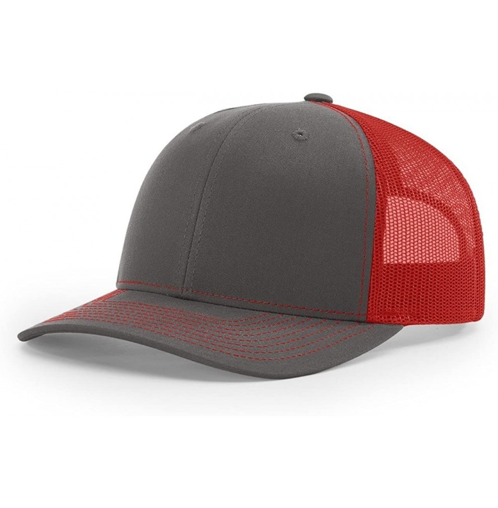 Baseball Caps Charcoal/Red 112 Mesh Back Trucker Cap Snapback Hat w/THP No Sweat Headliner - C3185KKX745