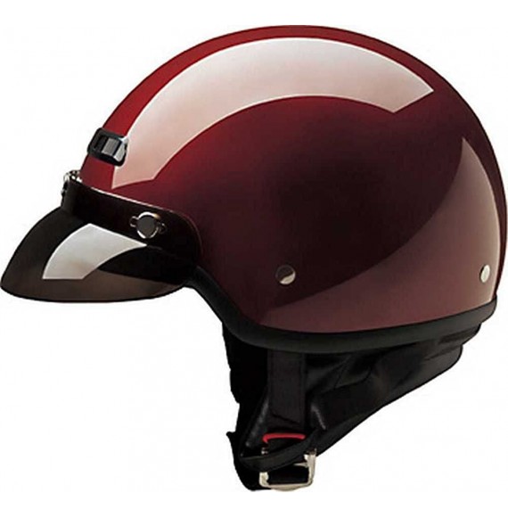 Visors Classic Gloss Wine Red Half Helmet w/Visor - Fiberglass Shell 40-430 - CX11HSAHLOJ