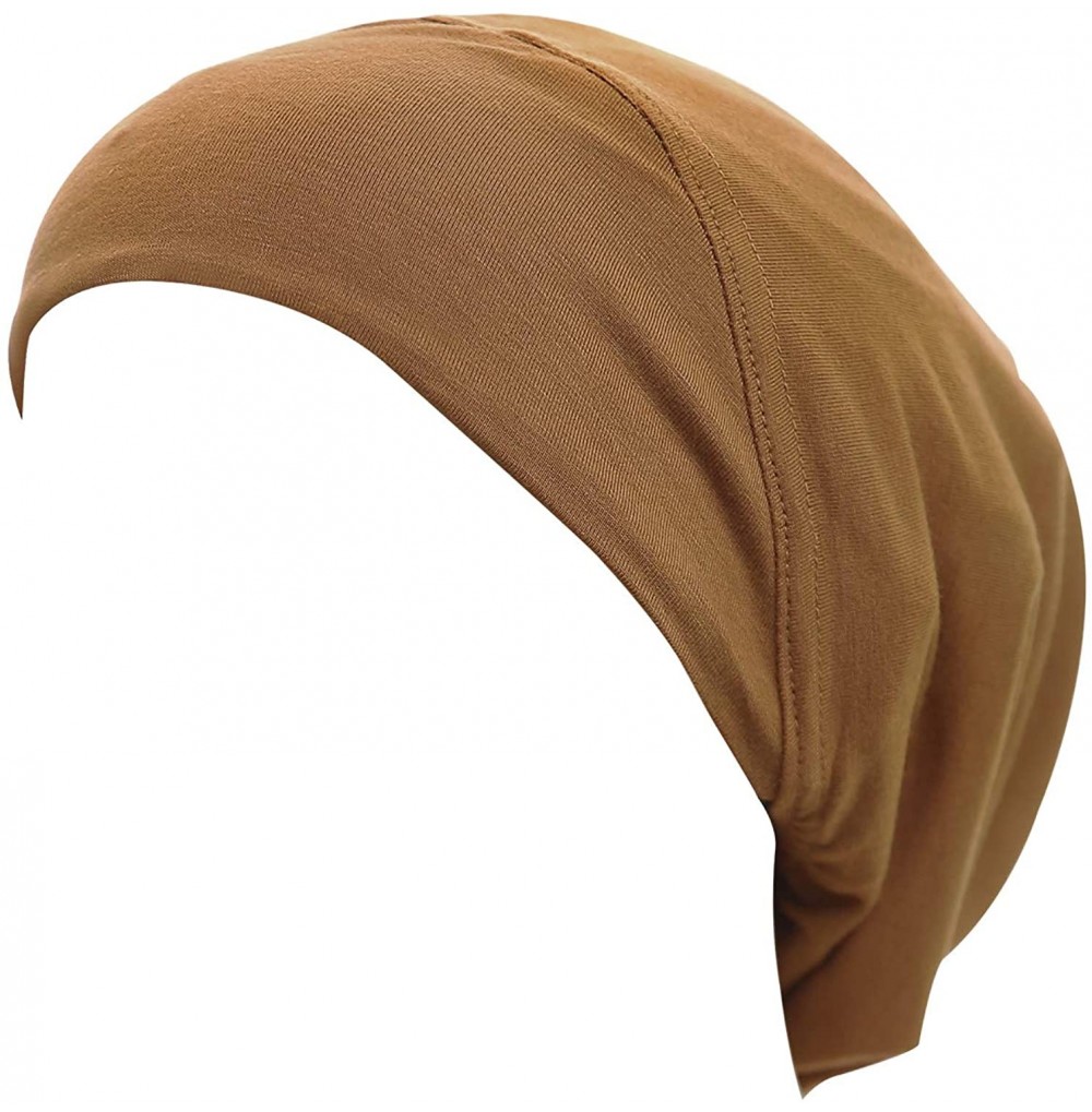 Skullies & Beanies Cotton Beanie Snood Large Hijab Chemo Cap - Golden Beige - CH180Q9WXRZ
