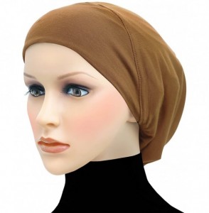Skullies & Beanies Cotton Beanie Snood Large Hijab Chemo Cap - Golden Beige - CH180Q9WXRZ