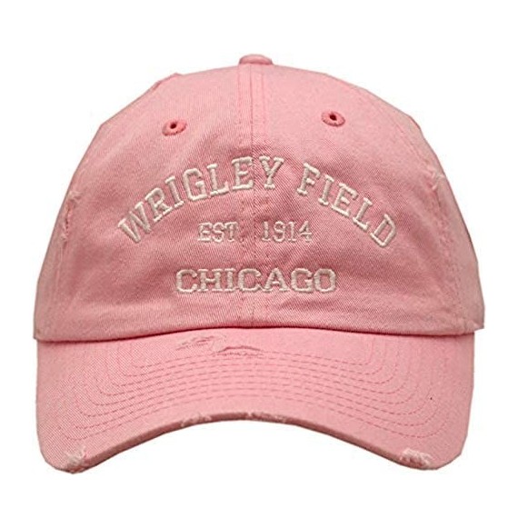 Baseball Caps Wrigley Field Chicago 1914 Vintage Adjustable Hat Pink - CE18WEOUURR