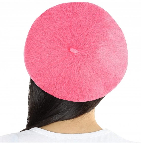Berets French Beret- Lightweight Casual Classic Solid Color Wool Beret - Pink - CZ12JKNSX21