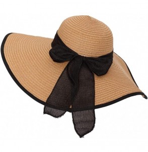 Sun Hats Beach Sun Hat for Women Bow-knot UV UPF 50+Travel Foldable Wide Brim Straw Hat - Khaki02 - CJ18QK40ZE6