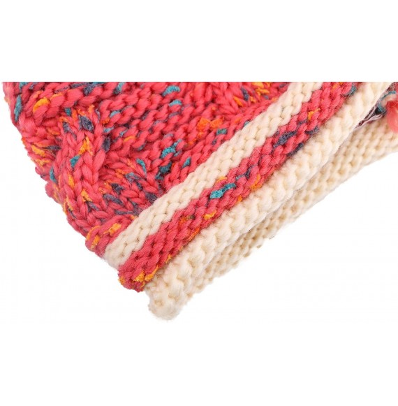 Skullies & Beanies Kids and Toddlers' Chunky Cable Knit Beanie with Yarn Pompom Set of 2 - Grey Stripe+red - CC185AWTH46