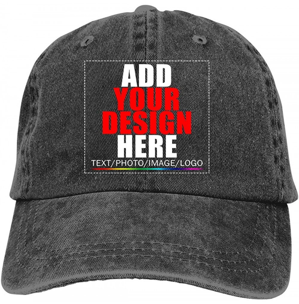 Baseball Caps Custom Baseball Caps- Design Your Own Hat- Team Photo Text Logo Graphic Print - Denim Black - CD18U9AYS0I
