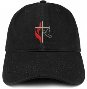 Baseball Caps Methodist Cross and Dove Embroidered Brushed Cotton Dad Hat Ball Cap - Black - C8180D9ZQTD