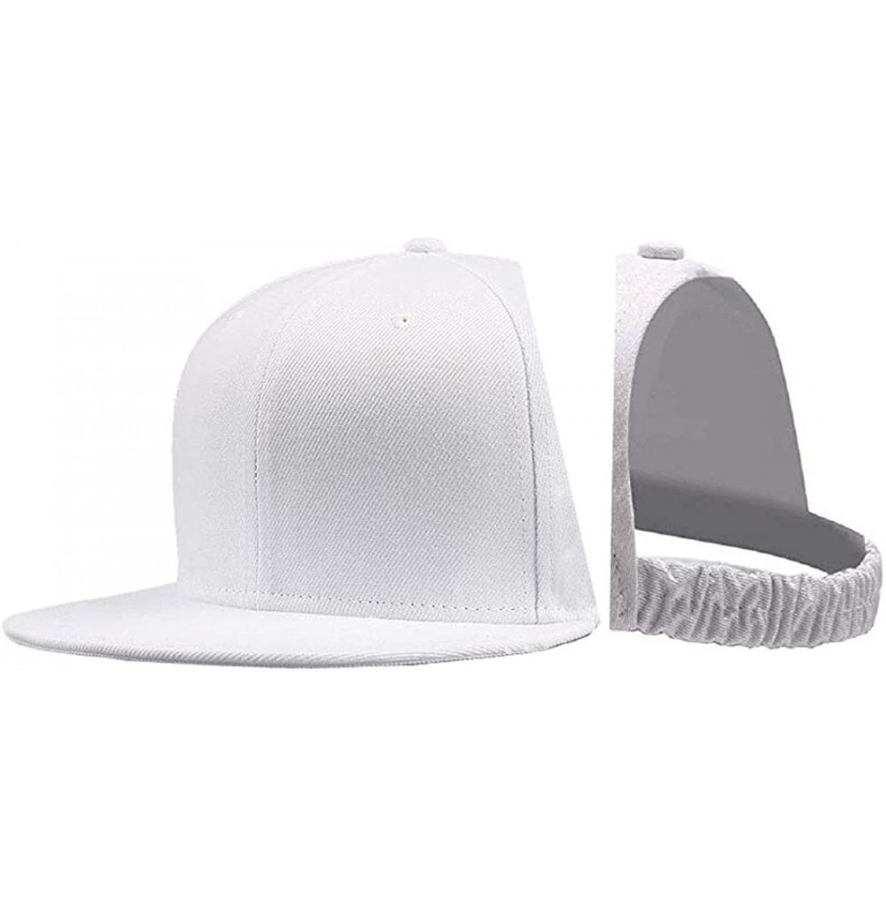 Baseball Caps Women Backless Ponytail Hats Cotton Distressed Baseball-Cap - White-1 - CN19647T7QX