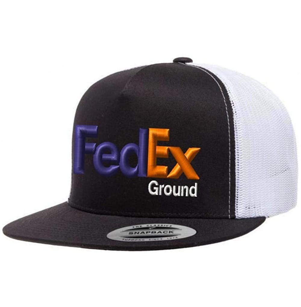 Baseball Caps iD Custom Embroidered FedEx Ground Purple Orange Snapback Hat Mid Crown Baseball Cap - Black White - CV18HGSA6KG