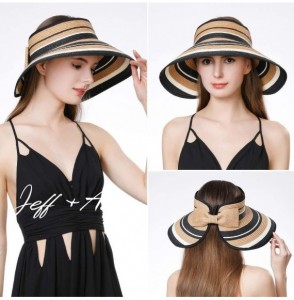 Sun Hats Womens Rollup Straw Visor Sun Hat Large Brim Beach Hat UPF 50+ - Khaki99055 - CW18NATEW3T