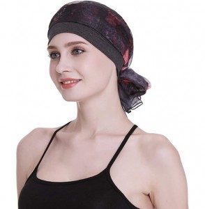 Headbands Elegant Chemo Cap With Silky Scarfs For Cancer Women Hair Loss Sleep Beanie - Dark Health Grey - CP18LXYIZ5Z