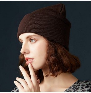 Skullies & Beanies 50% Wool Short Knit Fisherman Beanie for Men Women Winter Cuffed Hats - 5-coffee - CJ18Z35UD8R