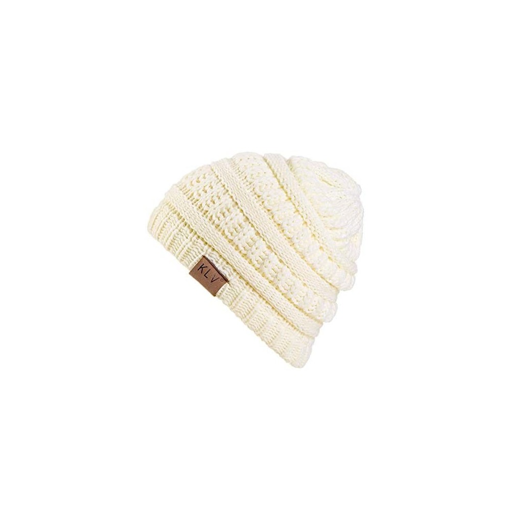 Skullies & Beanies Unisex Classic Knit Beanie Women Men Winter Leopard Hat Adult Soft & Cozy Cute Beanies Cap - White B - C11...