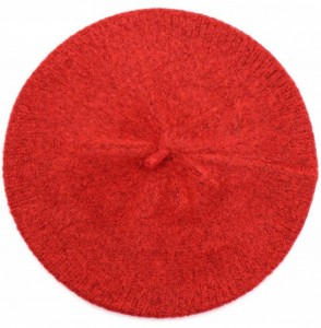 Berets Women Soft Knitted French Beret Hat - Two Tone Red - CP18AI8E8UL