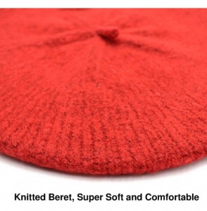 Berets Women Soft Knitted French Beret Hat - Two Tone Red - CP18AI8E8UL