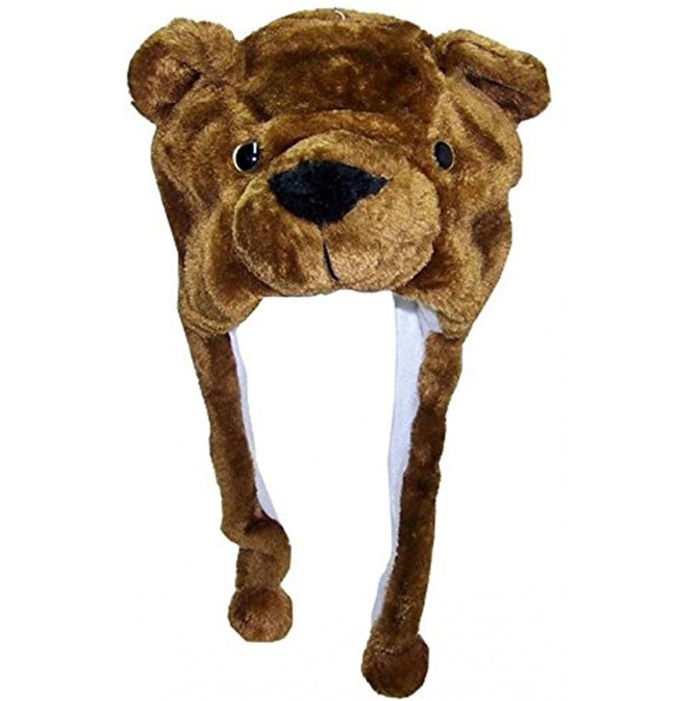 Skullies & Beanies Plush Faux Fur Animal Critter Hat Cap - Soft Warm Winter Headwear (Wolf) - Short Brown Bear - C311QQCYR8J