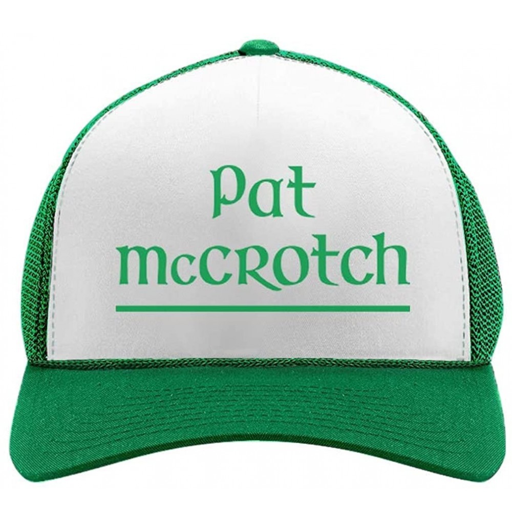 Baseball Caps Pat McCROTCH St Patrick's Day Funny Trucker Hat Mesh Cap - Green/White - CA18OSZ6K4A