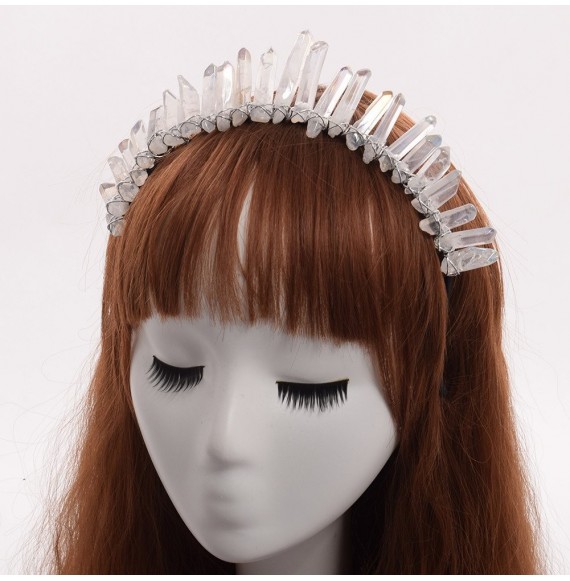 Headbands Raw Crystal Quartz Tiara Mermaid Crown Headband - Full Crown-01 - CG189ZS6NS5
